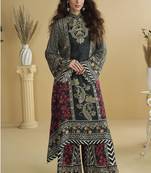 Black crepe printed palazzo suit