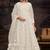 Cream net embroidered anarkali salwar kameez