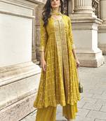 Mustard georgette silk anarkali suit