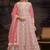 Peach net embroidered anarkali salwar kameez