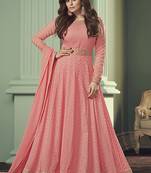 Light pink georgette embroidered work anarkali suit
