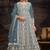 Grey net embroidered anarkali salwar kameez