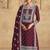 Wine georgette with embroidered palazzo suit