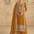 Mustard georgette with embroidered palazzo suit
