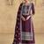 Dark purple georgette with embroidered palazzo suit