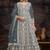 Grey net embroidered anarkali salwar kameez