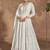 Off white chinon embroidered work floor length anarkali suit