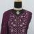 Wine chinon embroidered work floor length anarkali suit