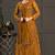 Mustard net embroidered sequin work suit with shrug