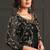 Black net embroidered sequin work suit with shrug