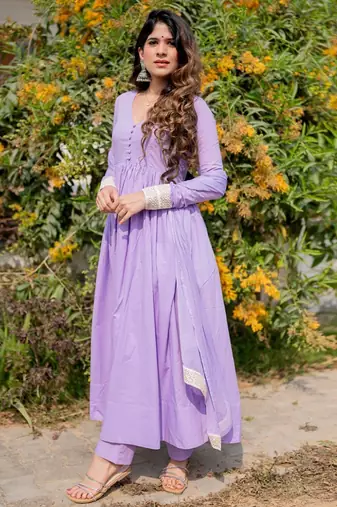 Fairytale lilac anarkali pant & dupatta (set of 3)