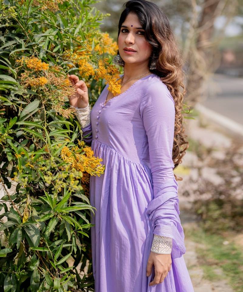 Fairytale lilac anarkali pant & dupatta (set of 3)