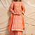 Orange block printed sharara set
