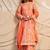 Orange block printed sharara set