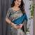 turquoise soft art silk banarasi jacuard work designer party wear saree with unstitched blouse piece