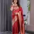 red soft art silk banarasi jacuard work designer party wear saree with unstitched blouse piece