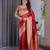 red soft art silk banarasi jacuard work designer party wear saree with unstitched blouse piece