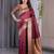 maroon soft art silk banarasi jacuard work designer party wear saree with unstitched blouse piece
