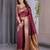 maroon soft art silk banarasi jacuard work designer party wear saree with unstitched blouse piece