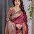 maroon soft art silk banarasi jacuard work designer party wear saree with unstitched blouse piece