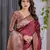 maroon soft art silk banarasi jacuard work designer party wear saree with unstitched blouse piece