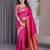 pink soft art silk banarasi jacuard work designer party wear saree with unstitched blouse piece