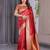 red soft art silk banarasi jacuard work designer party wear saree with unstitched blouse piece