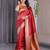 red soft art silk banarasi jacuard work designer party wear saree with unstitched blouse piece