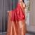 red soft art silk banarasi jacuard work designer party wear saree with unstitched blouse piece
