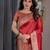 red soft art silk banarasi jacuard work designer party wear saree with unstitched blouse piece