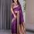 wine soft art silk banarasi jacuard work designer party wear saree with unstitched blouse piece