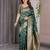 green green soft art silk banarasi jacuard work designer party wear saree with unstitched blouse piece