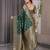 green green soft art silk banarasi jacuard work designer party wear saree with unstitched blouse piece