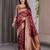 maroon soft art silk banarasi jacuard work designer party wear saree with unstitched blouse piece