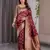 maroon soft art silk banarasi jacuard work designer party wear saree with unstitched blouse piece
