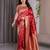 red soft art silk banarasi jacuard work designer party wear saree with unstitched blouse piece