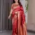red soft art silk banarasi jacuard work designer party wear saree with unstitched blouse piece