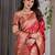 red soft art silk banarasi jacuard work designer party wear saree with unstitched blouse piece