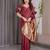 maroon soft art silk banarasi jacuard work designer party wear saree with unstitched blouse piece