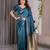 turquoise soft art silk banarasi jacuard work designer party wear saree with unstitched blouse piece