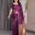 wine soft art silk banarasi jacuard work designer party wear saree with unstitched blouse piece