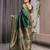 green soft art silk banarasi jacuard work designer party wear saree with unstitched blouse piece