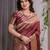 maroon soft art silk banarasi jacuard work designer party wear saree with unstitched blouse piece