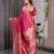 pink soft art silk banarasi jacuard work designer party wear saree with unstitched blouse piece
