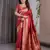 red silk blend banarasi saree with unstitched blouse piece