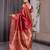 red soft art silk banarasi jacuard work designer party wear saree with unstitched blouse piece