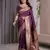 wine soft art silk banarasi jacuard work designer party wear saree with unstitched blouse piece