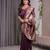 wine soft art silk banarasi jacuard work designer party wear saree with unstitched blouse piece