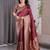 maroon soft art silk banarasi jacuard work designer party wear saree with unstitched blouse piece