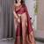 maroon soft art silk banarasi jacuard work designer party wear saree with unstitched blouse piece